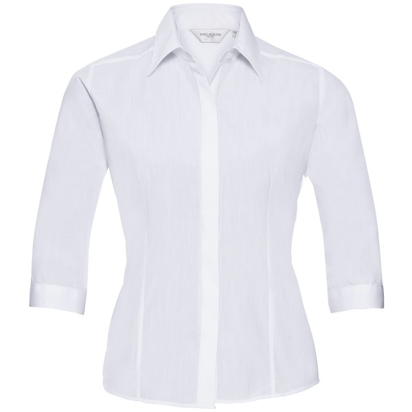 Ladies' ¾ Sleeve Polycotton Easy Care Fitted Poplin Shirt