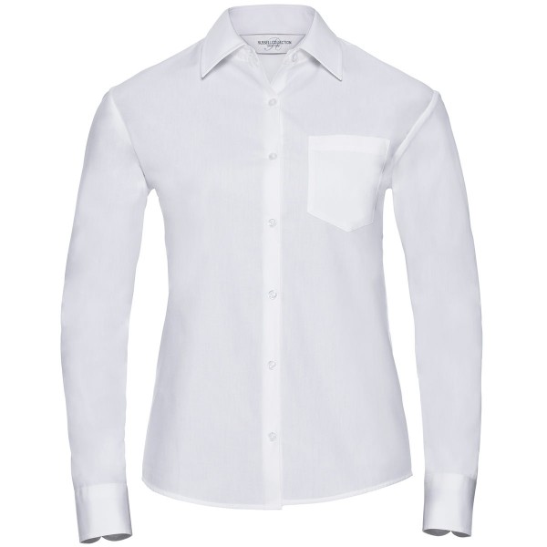 Ladies' Long Sleeve Pure Cotton Easy Care Poplin Shirt