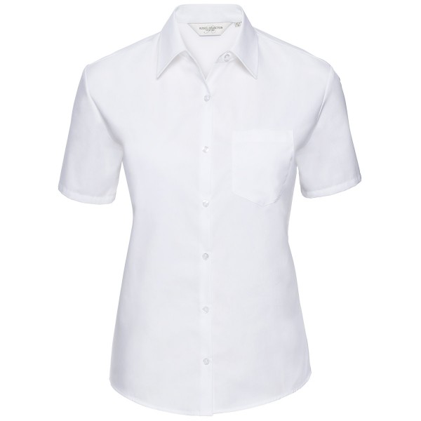 Ladies' Short Sleeve Pure Cotton Easy Care Poplin Shirt