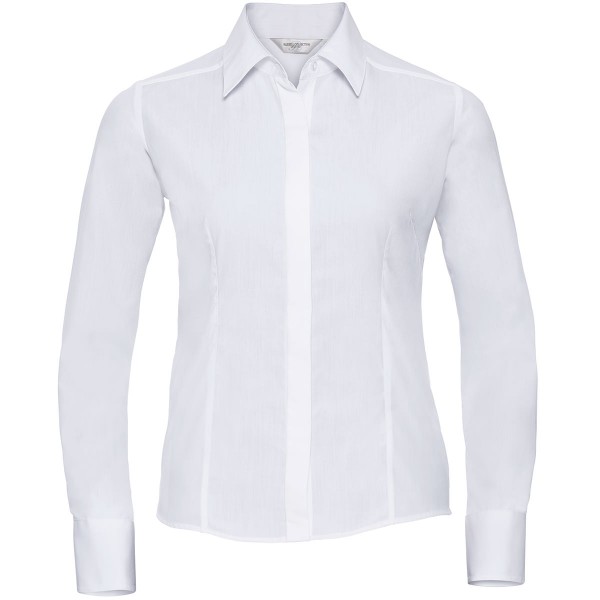 Ladies' Long Sleeve Polycotton Easy Care Fitted Poplin Shirt
